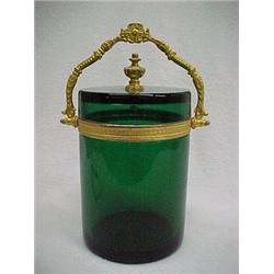 Green Crystal Ice Bucket With Gilt Metal Fitting