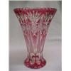 Image 1 : 12-1/2" Cranberry Cut to Clear Round Vase