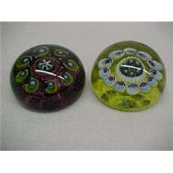 Two Val St. Lambert Art Glass Paperweights