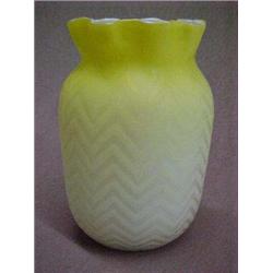 Yellow Case Satin Glass Vase, 6-3/4" h.