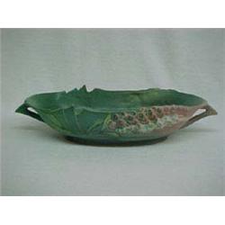 Roseville Handled Centerbowl, Foxglove, Green Ground 1940's