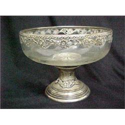 Continental Cut Crystal and Silver Center Compote, Hallmarked