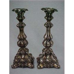 Pair 19th C. Continental Silver Candlesticks, Hallmarked