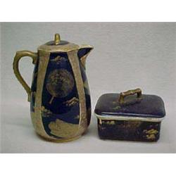 Ott & Brewer Chocolate Pot With Lid, Matching Unmarked Box With Lid