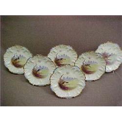 Set of Six Limoges Hand Painted Porcelain Game Plates