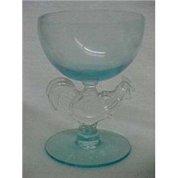 Set of 7 Colored Stemglasses With Rooster Stems