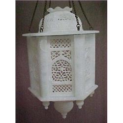 Alabaster Six Sided Hanging Lantern in Wooden Box