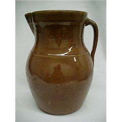 Pottery Pitcher in Urn Form with Applied Handle