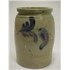 Image 1 : Salt glazed crock with blue mark, tulip and leaf design