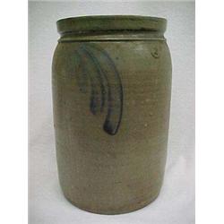 Salt glaze crock, blue mark, impressed 2 (gal.), two chips on rim, 13  h.