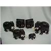 Image 1 : Set of 4 Rosewood Walking Elephant Figurines & Pair Elephant Bookends