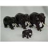 Image 3 : Set of 4 Rosewood Walking Elephant Figurines & Pair Elephant Bookends