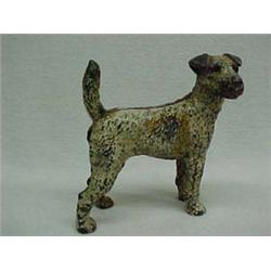 Cast iron terrier dog doorstop, original paint, unmarked