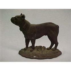 Cast iron standing pit bull doorstop, original brown paint