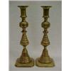 Image 1 : Pair of English Brass Beehive Push-up Candlesticks