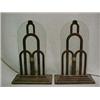 Image 1 : Pair of Art Deco Metal Lamps, Textured Glass Inserts