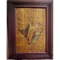 Framed oil on oak panel, still life with dead game birds