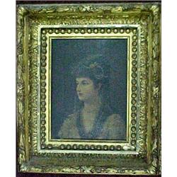 Gilt Framed Portrait of Woman, Mid 19th C.