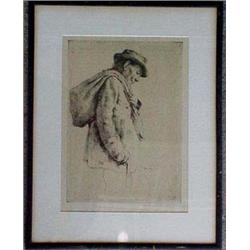 Framed Original Etching signed Wm. Averbach-Levy