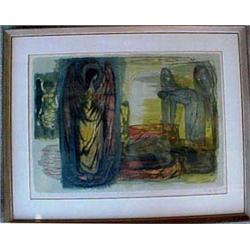 Framed lithograph "Icarus Mourned" signed Benton Spruance