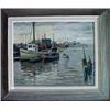 Image 1 : Framed oil on canvas, boats at dock, signed F. C. Herbst
