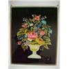 Image 1 : Reverse painting on glass, still life of flowers in urn