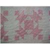 Image 1 : Hand stitched patchwork quilt pink on cream, geometric pattern