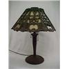Image 1 : Metal lamp with shade, in column form with swag and bellflower
