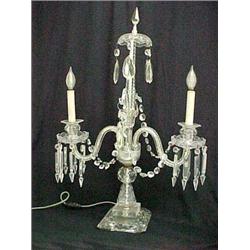 Cut crystal candelabra lamp with cut prisms