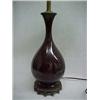 Image 2 : Davart Porcelain lamp, pear form, eggplant gloss glaze