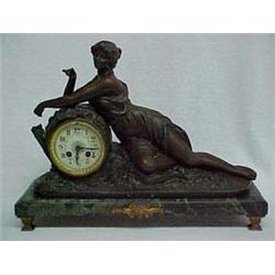 French Mantle Clock "Reveuse" w/ Figure Signed Guilleme
