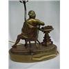 Image 2 : Brass figural lamp, seated gentleman in chair with table
