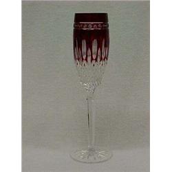 Set of 6 Waterford Crystal Clarendon Ruby champagne flutes, 9-3/4" tall