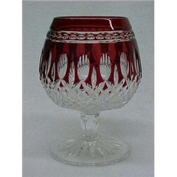 Pair of Waterford Crystal Clarendon Ruby brandy glasses, 5" tall