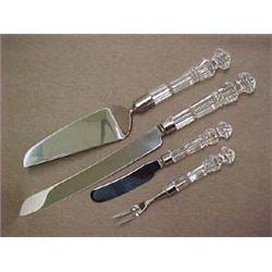 Waterford Crystal Cake Server, 2 Knives, Fork