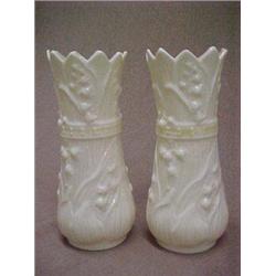A pair of Belleek Lily spills, 6-1/2" h., 5th mark