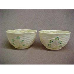 Two Belleek Shamrock Ware cereal bowls, 5th mark