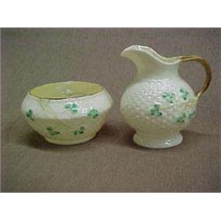 Belleek Toy Shamrock cream and sugar, 5th mark