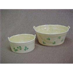 Two Belleek Shamrock tubs