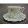 Image 1 : Set of six Belleek Harp Shamrock teacups and saucers, 5th mark