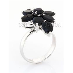 Natural Sapphire 29.39CTW Silver Flower Ring