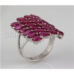 33.16CTW Pink Ruby Cluster Design Silver Ring
