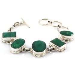 153.5ctw Antique Design Silver Emerald Bracelet