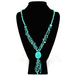 Natural 412.05ctw Turquoise Sterling Silver Necklace