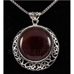 9.17GRAMS CARNELIAN SILVER MESH FRAME PENDANT