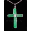 Image 1 : JADE CROSS 5.08GRAMS IN SILVER PLATED PENDANT