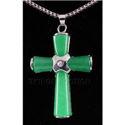 JADE CROSS 6.61GRAMS IN SILVER PLATED PENDANT