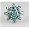 Image 2 : 40.90CTW Flower Blue Zircon Cluster Silver Ring