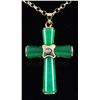 Image 1 : JADE CROSS 6.17GRAMS IN GOLD PLATED PENDANT