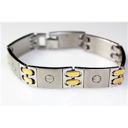 Mens Stainless Screw Head Bracelet 2Tone